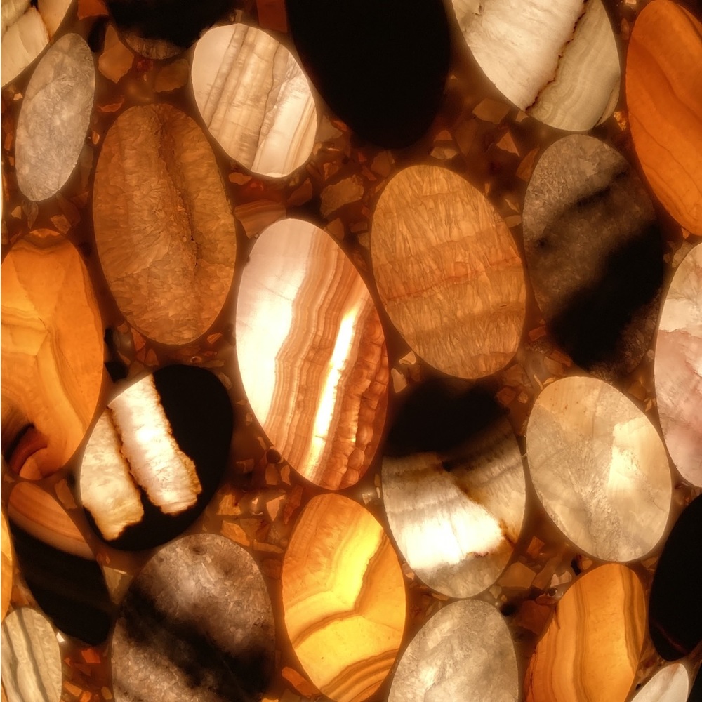 Beautiful banded calcite/onyx oval mosaic lamps price is per lamp ($160)